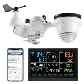 7-in-1 Wi-Fi Weather Station, 7.5-Inch VA Display, Solar Powered Wireless Outdoor Sensor, Home Weather Station Indoor Outdoor, for Temperature